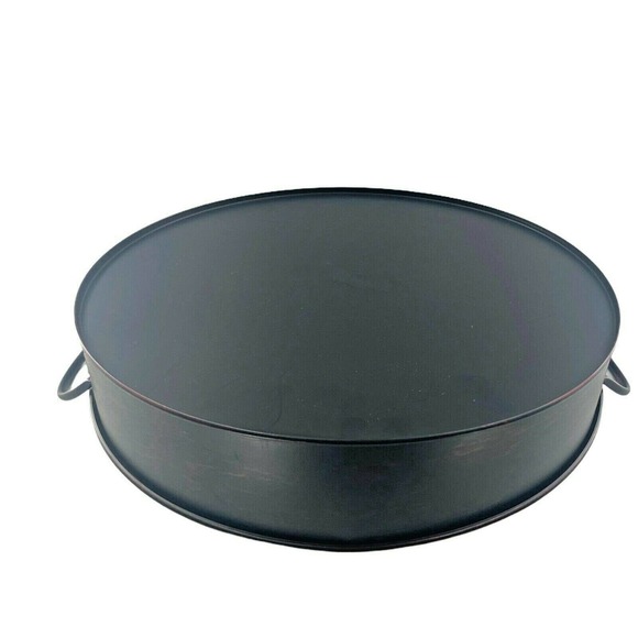 Retro Round Large Storage Basket Serving Tray Galvanized Metal With Handles 16" - Picture 8 of 12